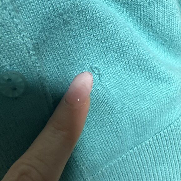 Vintage Cherokee Womens Small Teal Cardigan Button Up Sweater Cotton Cozy - Picture 10 of 10